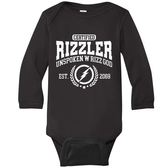 CERTIFIED RIZZLER UNSPOKEN RIZZ W RIZZ GOD Baby Long Sleeve Bodysuit