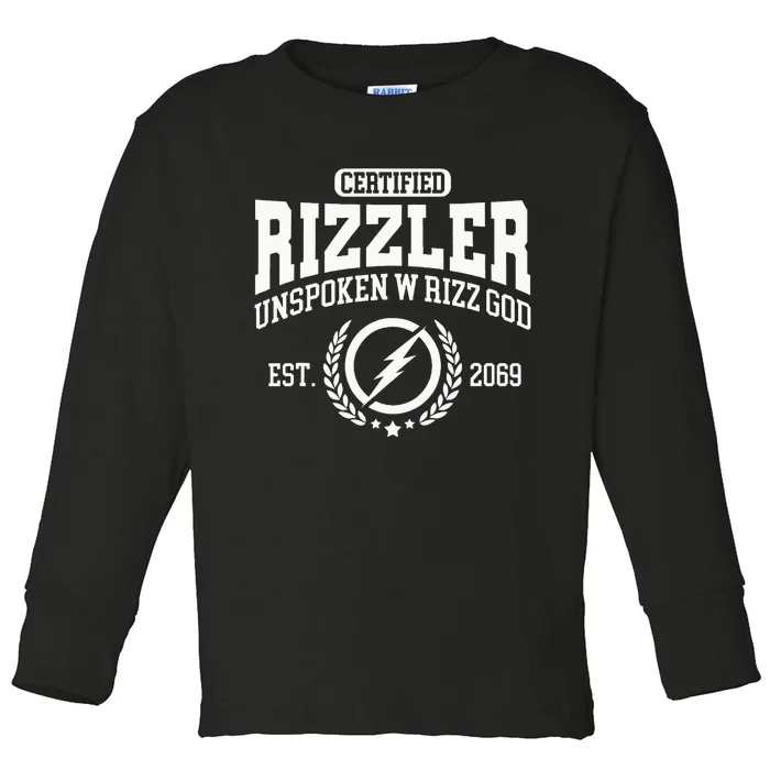 CERTIFIED RIZZLER UNSPOKEN RIZZ W RIZZ GOD Toddler Long Sleeve Shirt