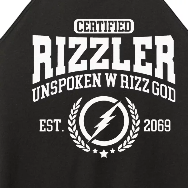 CERTIFIED RIZZLER UNSPOKEN RIZZ W RIZZ GOD Women’s Perfect Tri Rocker Tank