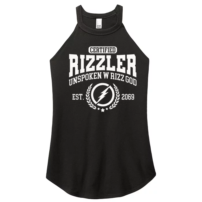 CERTIFIED RIZZLER UNSPOKEN RIZZ W RIZZ GOD Women’s Perfect Tri Rocker Tank