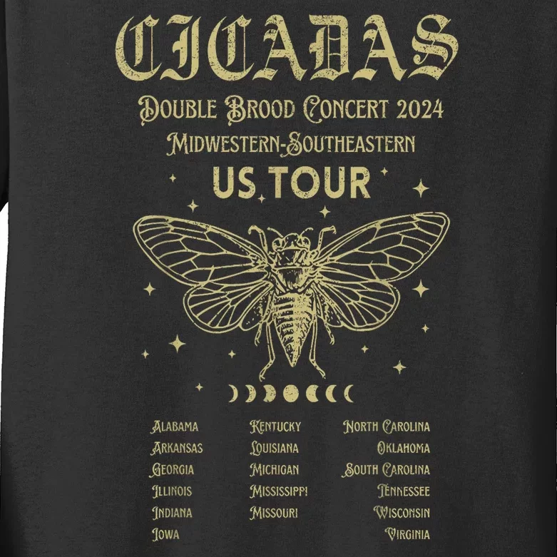 Cicada Reunion Us 2024 Gift Cicada Lover Kids Long Sleeve Shirt