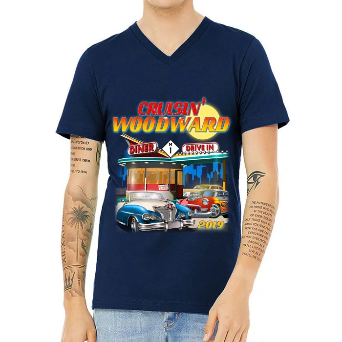 Cruisin' Woodward Diner Day time V-Neck T-Shirt