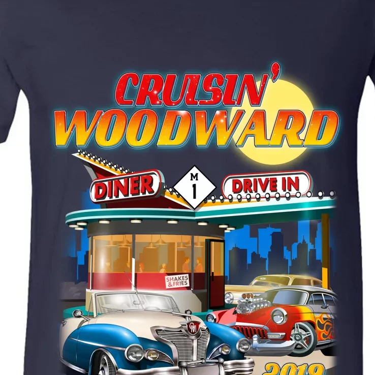 Cruisin' Woodward Diner Day time V-Neck T-Shirt