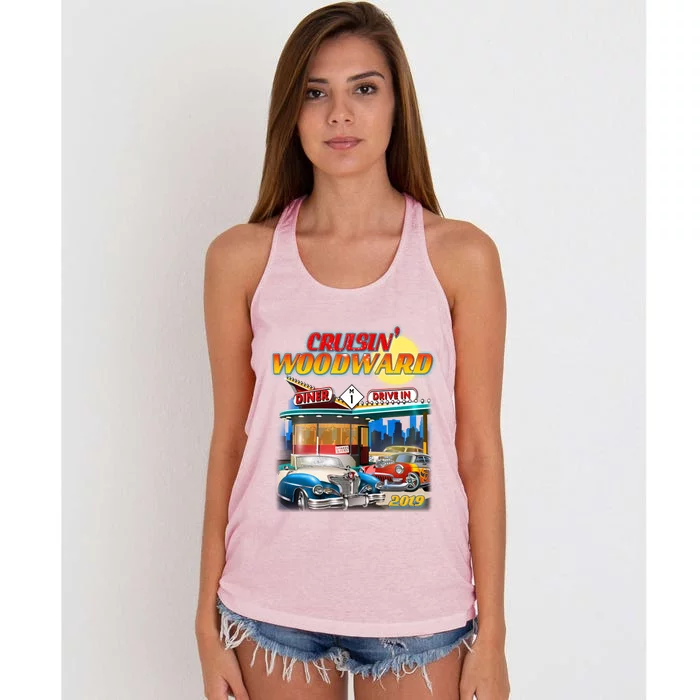 Cruisin' Woodward Diner Day time Women's Knotted Racerback Tank