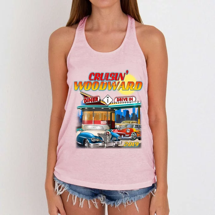 Cruisin' Woodward Diner Day time Women's Knotted Racerback Tank