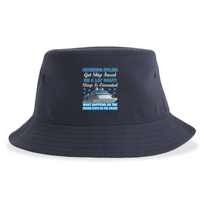 Cruising Rules Get Ship Faced Funny Cruise Sustainable Bucket Hat