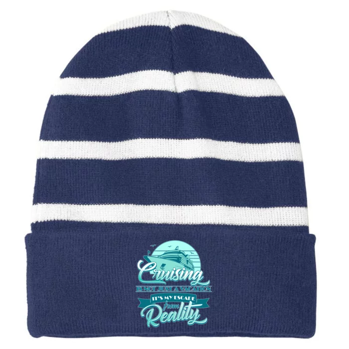 Cruising Vacation Escape From reality Striped Beanie with Solid Band