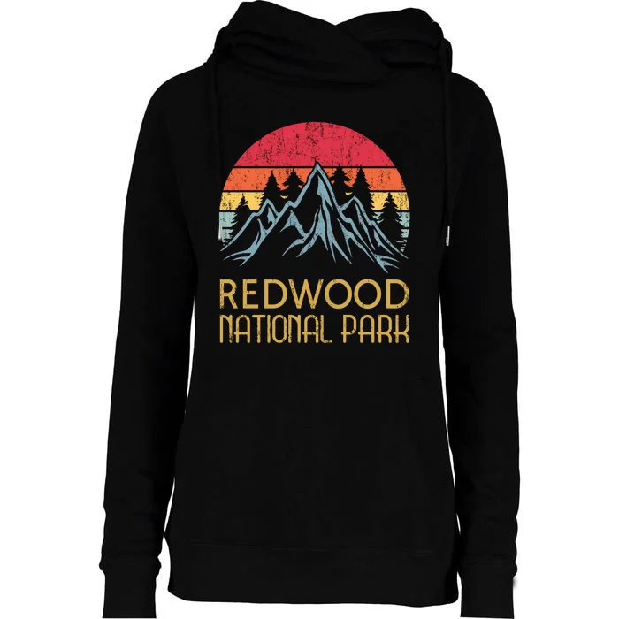 California Retro Vintage Redwood National Park Womens Funnel Neck Pullover Hood