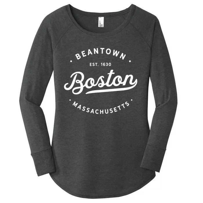 Classic Retro Vintage Boston Massachusetts Beantown Usa Women's Perfect Tri Tunic Long Sleeve Shirt