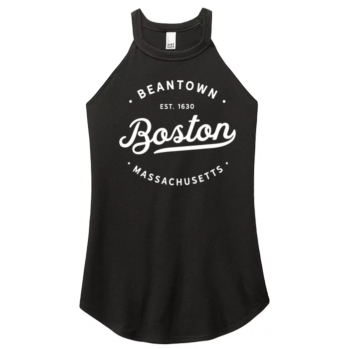 Classic Retro Vintage Boston Massachusetts Beantown Usa Women’s Perfect Tri Rocker Tank