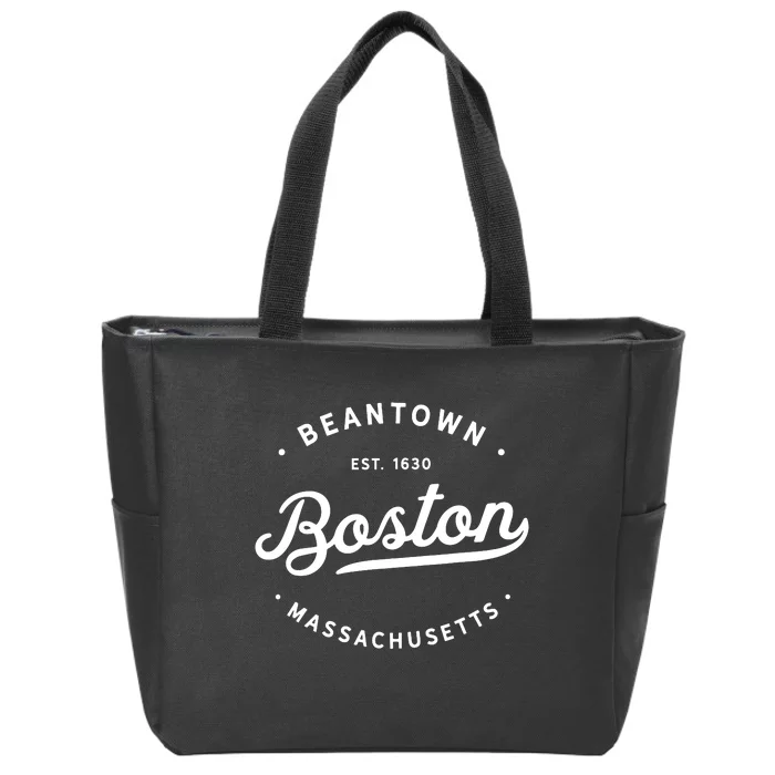 Classic Retro Vintage Boston Massachusetts Beantown Usa Zip Tote Bag