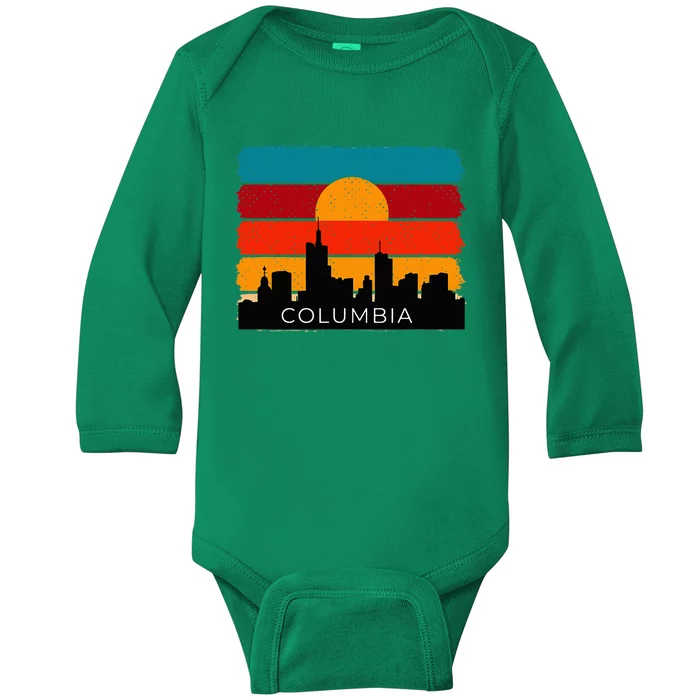 Columbia Retro Vintage American Usa Distressed Baby Long Sleeve Bodysuit