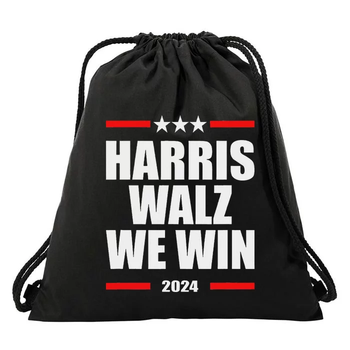 Classic Retro Vote For Harris Walz We Win 2024 Election Drawstring Bag