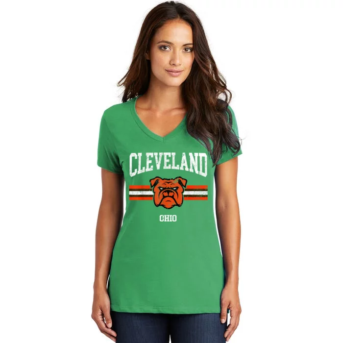 Cleveland Retro Vintage Classic Ohio Gift Women's V-Neck T-Shirt