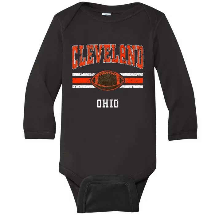 Cleveland Retro Vintage Classic Ohio Baby Long Sleeve Bodysuit