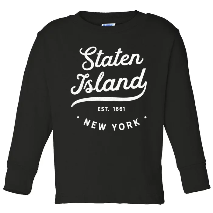 Classic Retro Vintage Established Staten Island New York City Usa Pride Toddler Long Sleeve Shirt