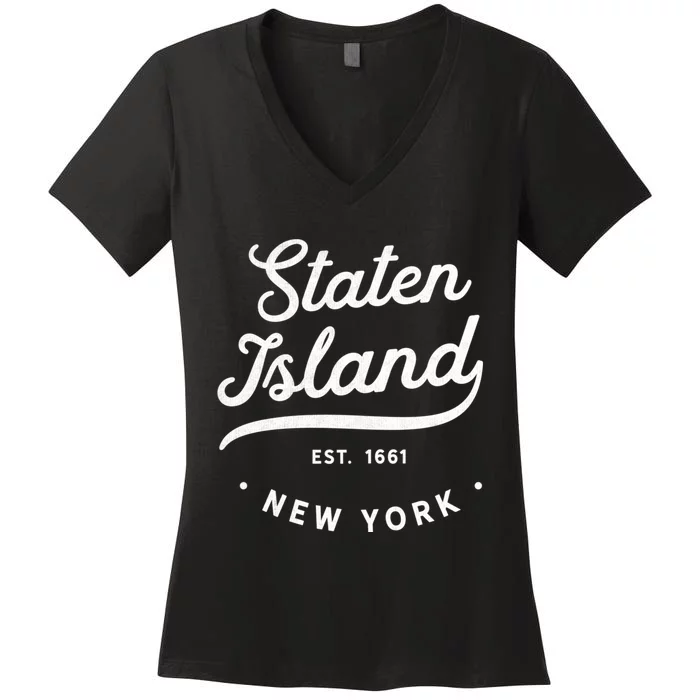 Classic Retro Vintage Established Staten Island New York City Usa Pride Women's V-Neck T-Shirt