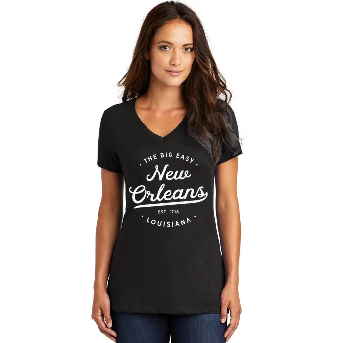 Classic Retro Vintage New Orleans Louisiana Big Easy NOLA Women's V-Neck T-Shirt