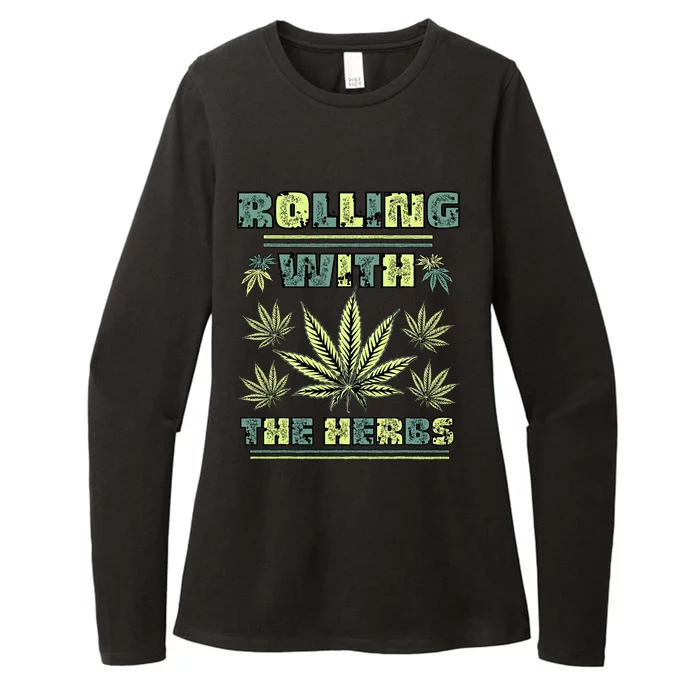 Cool Retro Vintage Style 420 Weed Marijuana Stoner Womens CVC Long Sleeve Shirt