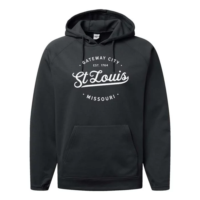 Classic Retro Vintage St Louis Missouri Usa Novelty Souvenir Performance Fleece Hoodie