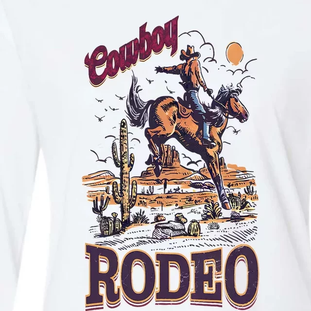 Cowboy Rodeo Vintage Western Cowboy Retro 90s Rodeo Womens Cotton Relaxed Long Sleeve T-Shirt