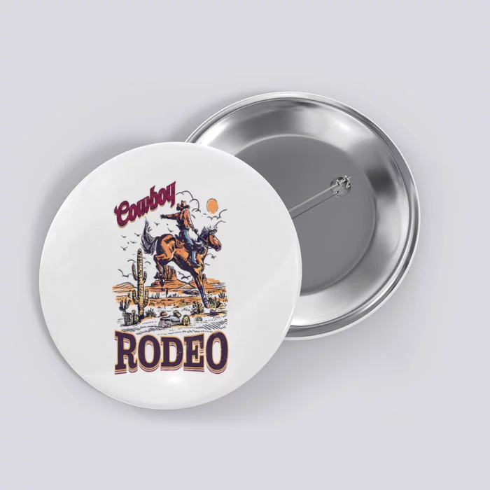 Cowboy Rodeo Vintage Western Cowboy Retro 90s Rodeo Button