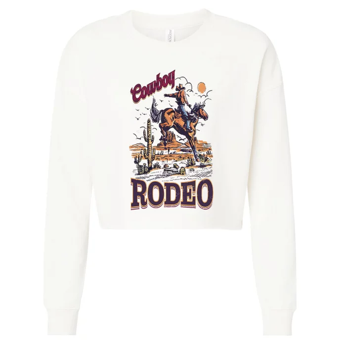 Cowboy Rodeo Vintage Western Cowboy Retro 90s Rodeo Cropped Pullover Crew