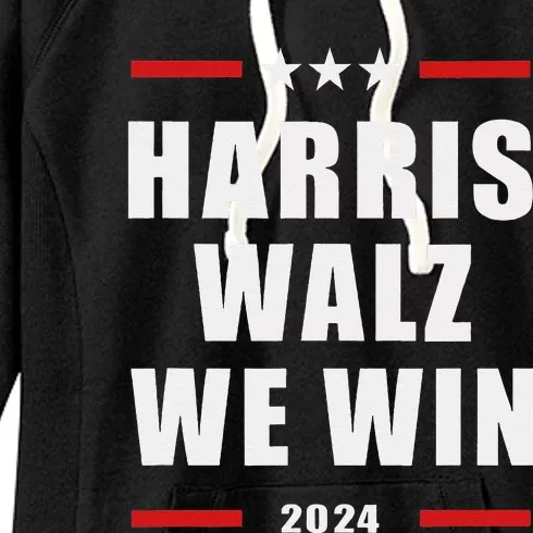 Classic Retro Vote For Harris Walz We Win 2024 Election Women's Fleece Hoodie