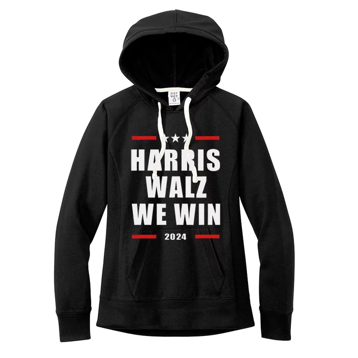 Classic Retro Vote For Harris Walz We Win 2024 Election Women's Fleece Hoodie