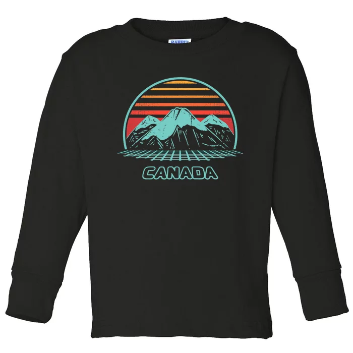 Canada Retro Vintage 80s Style Toddler Long Sleeve Shirt