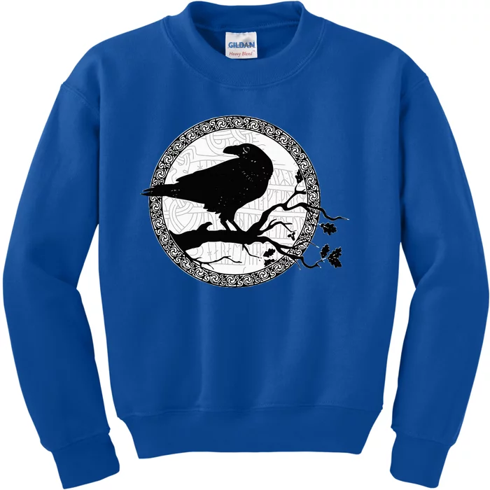 Celtic Raven Viking Wisdom Tattoo Art Kids Sweatshirt