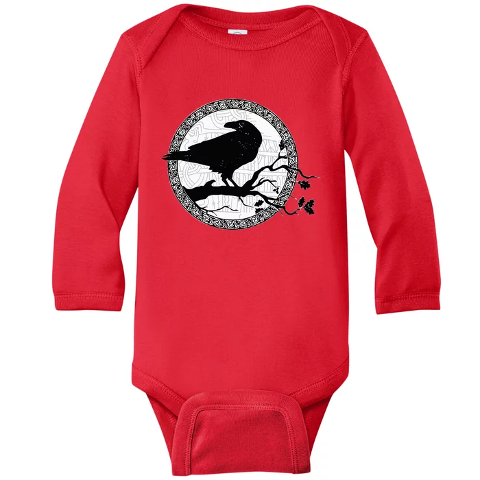 Celtic Raven Viking Wisdom Tattoo Art Baby Long Sleeve Bodysuit