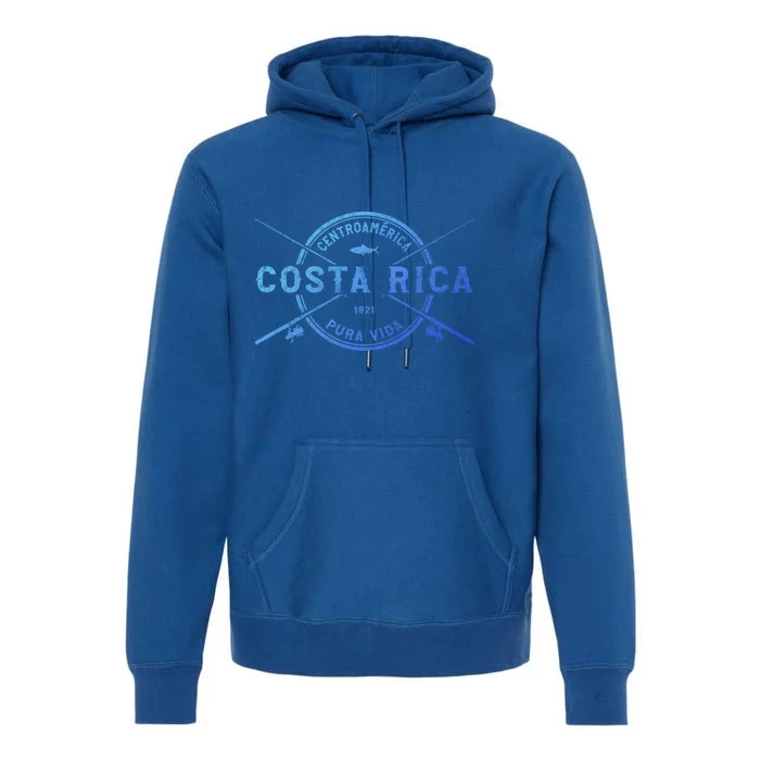 Costa Rica Vintage Crossed Fishing Rods Great Gift Premium Hoodie