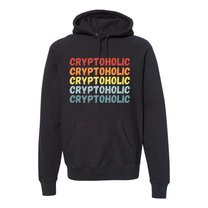 Cryptoholic, Retro Vintage Crypto, Funny Cryptocurrency, Bitcoin, HODL Premium Hoodie