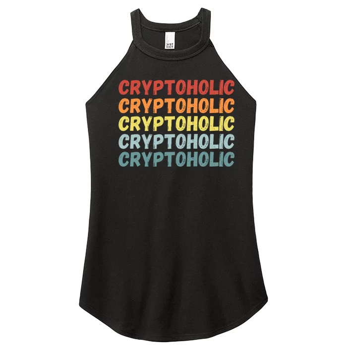 Cryptoholic, Retro Vintage Crypto, Funny Cryptocurrency, Bitcoin, HODL Women’s Perfect Tri Rocker Tank