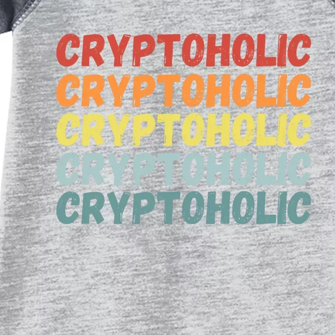 Cryptoholic, Retro Vintage Crypto, Funny Cryptocurrency, Bitcoin, HODL Infant Baby Jersey Bodysuit