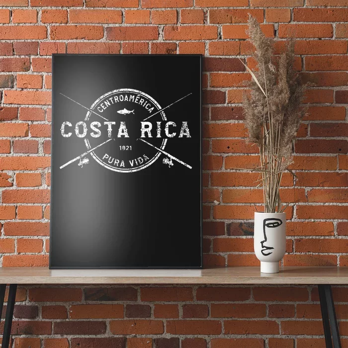 Costa Rica Vintage Crossed Fishing Rods Poster