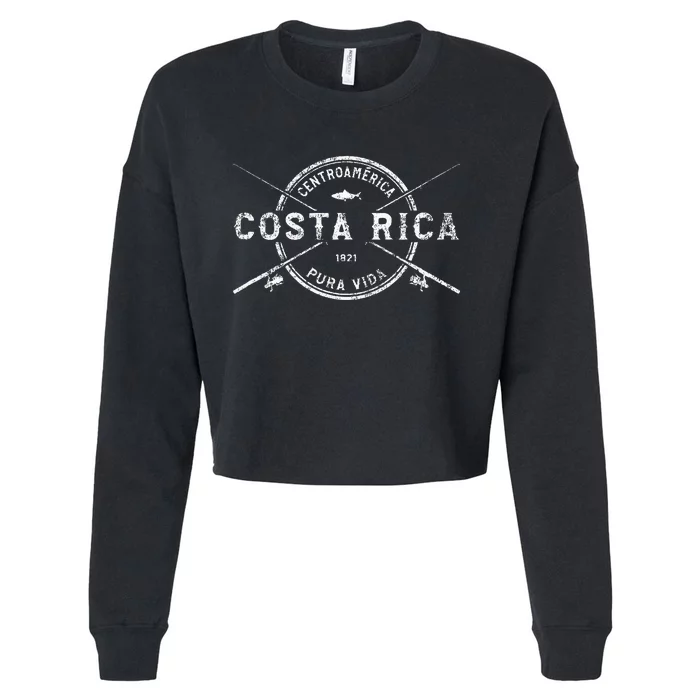 Costa Rica Vintage Crossed Fishing Rods Cropped Pullover Crew