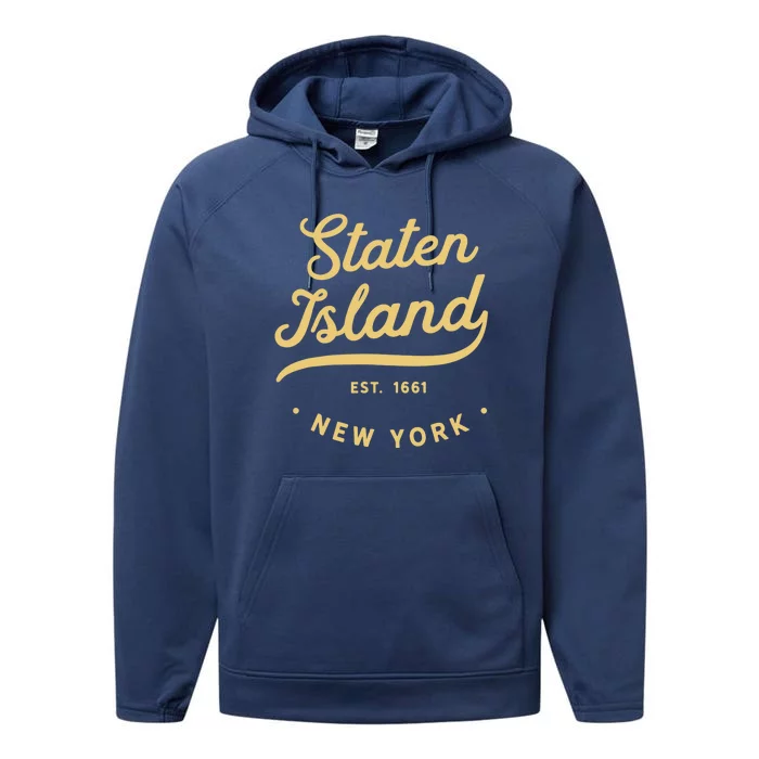 Classic Retro Vintage Staten Island, USA Performance Fleece Hoodie