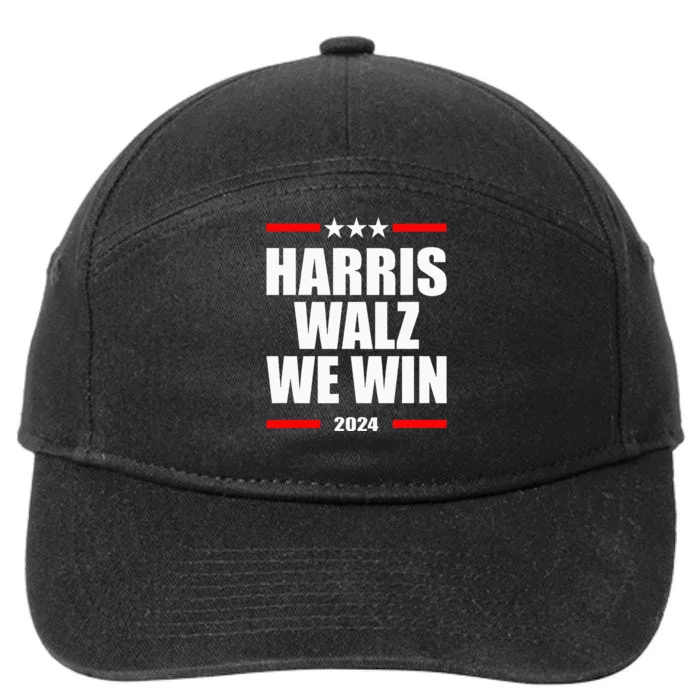 Classic Retro Vote For Harris Walz We Win 2024 Election 7-Panel Snapback Hat