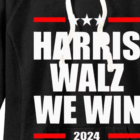 Classic Retro Vote For Harris Walz We Win 2024 Election Women's Fleece Hoodie