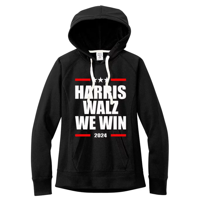 Classic Retro Vote For Harris Walz We Win 2024 Election Women's Fleece Hoodie