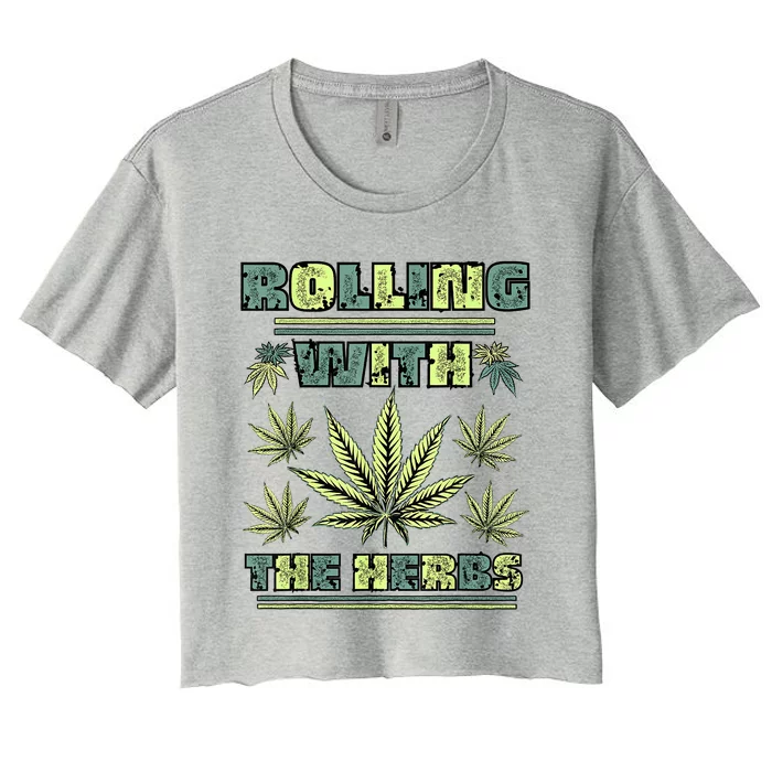 Cool Retro Vintage Style 420 Weed Marijuana Stoner Women's Crop Top Tee