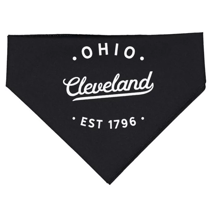 Classic Retro Vintage Cleveland Ohio 1796 Usa USA-Made Doggie Bandana