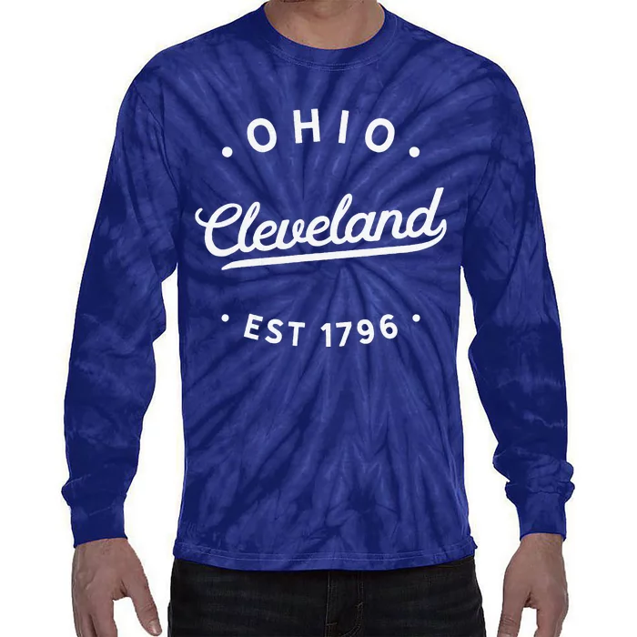 Classic Retro Vintage Cleveland Ohio 1796 Usa Tie-Dye Long Sleeve Shirt