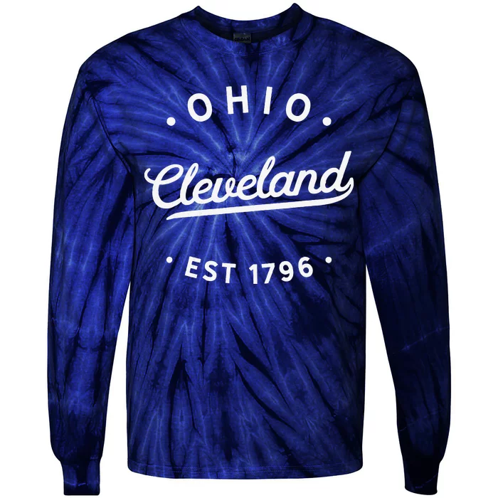 Classic Retro Vintage Cleveland Ohio 1796 Usa Tie-Dye Long Sleeve Shirt