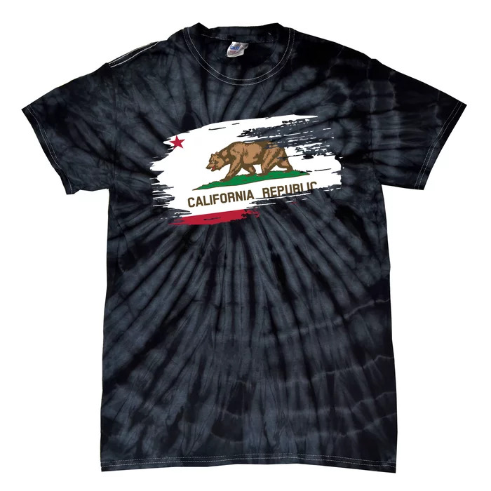 California Republic Vintage Torn Flag Tie-Dye T-Shirt