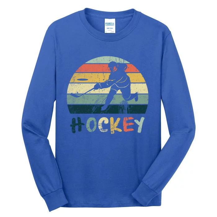 Classic Retro Vintage Style Ice Hockey Gift Street Hockey Gift Tall Long Sleeve T-Shirt