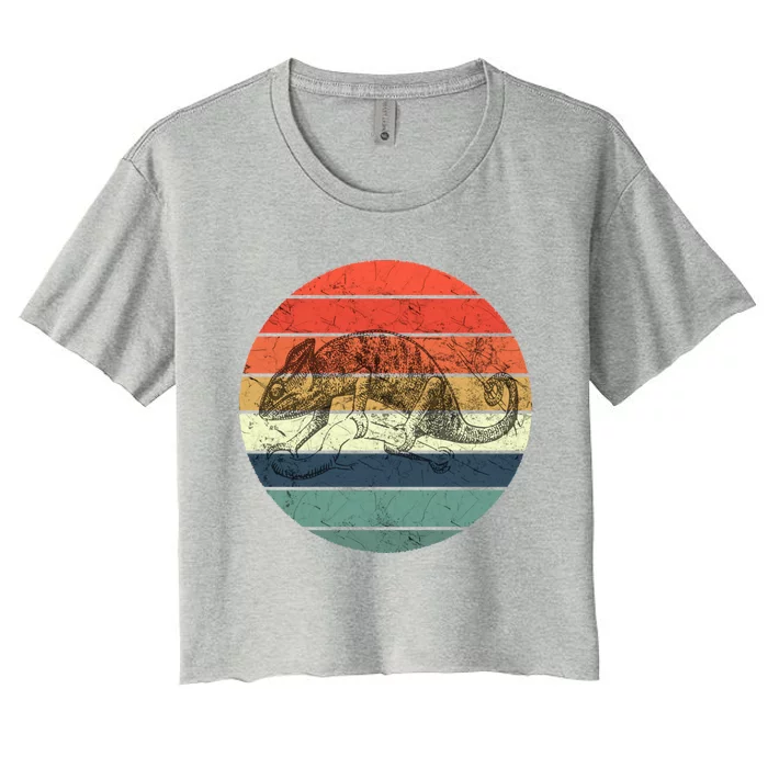 Chameleon Retro Vintage Sunset Women's Crop Top Tee