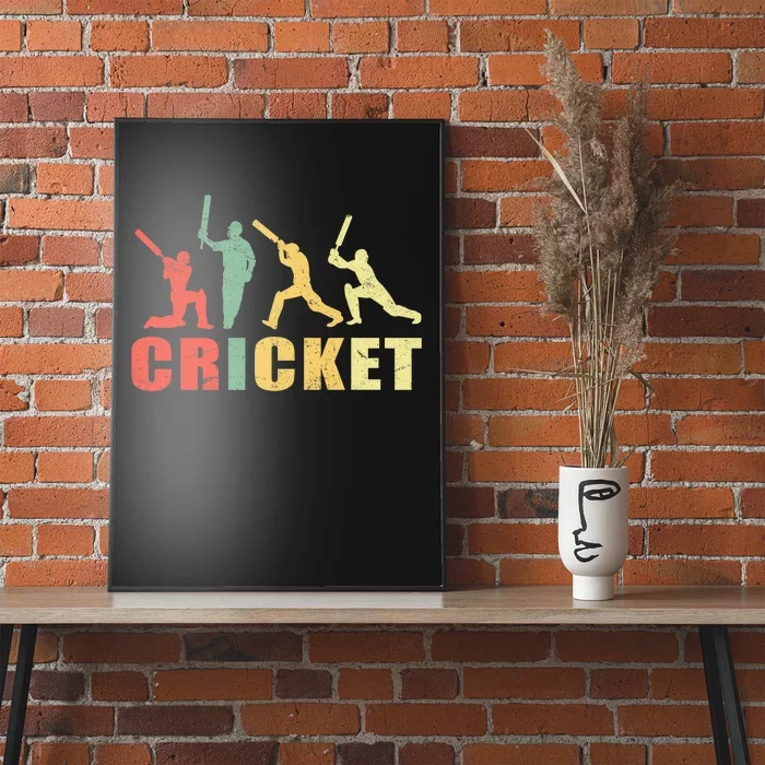 Cricket Retro Vintage 80s Style Coach Player Gift Poster